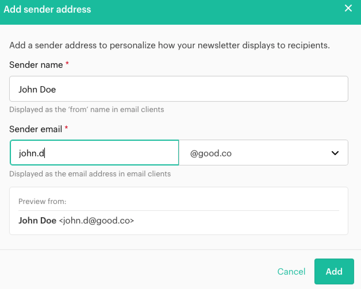 Personalized “From” names and email addresses